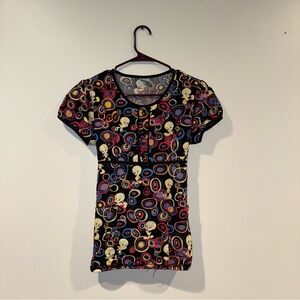Vintage Looney Tunes Multicolor Tweety Bird Scrub Top